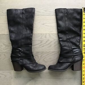 Fergalicious Black Suede Boot (size 7) - below the knee